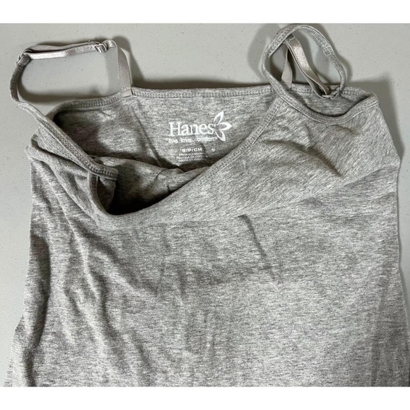 Hanes Heather Gray Grey Shelf-Bra Cami Camisole Tank Top Tee Shirt Size S 🩶 - Picture 3 of 3
